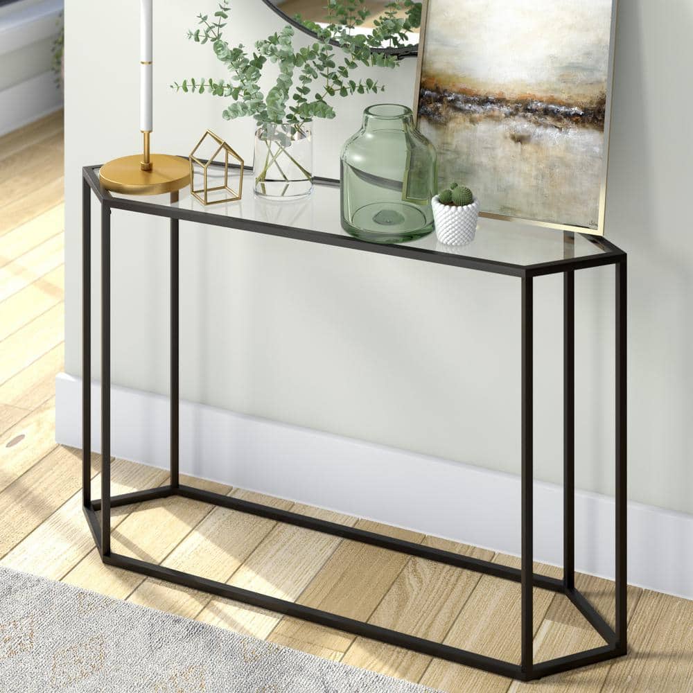 Blackened Bronze Hexagonal Glass Hallway Table