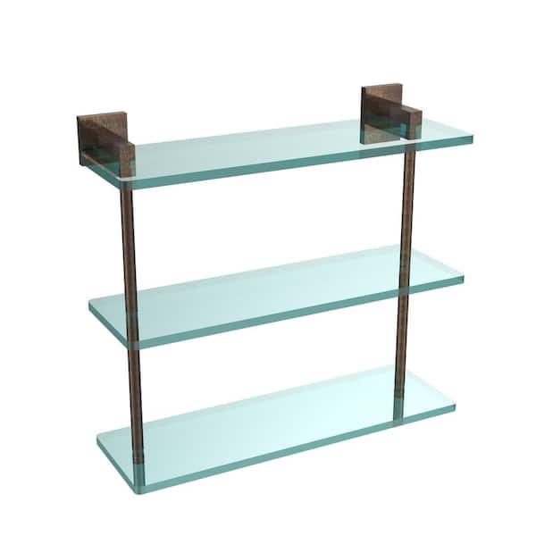 （新品） 22 Inch Triple Tiered Glass Shelf with Integrated Towel Bar NS-5 22TB-BBR - 3