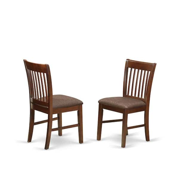 East West Furniture Mahogany Linen Fabric Upholstered Wood Chairs With Cushion, (Set of 2)