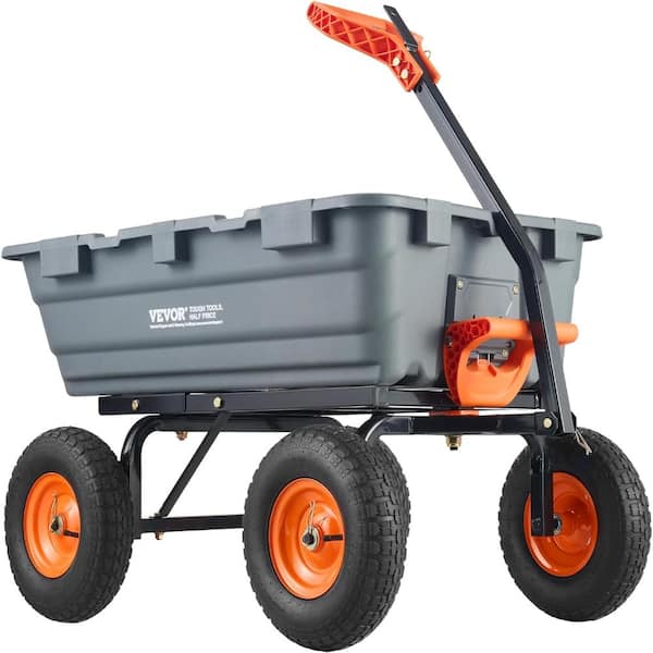 1200 lbs 7 Cu Ft Garden Dump Cart, Heavy Duty Poly Utility Wagon with 2-in-1 Convertible Handle & 13" All Terrain Wheels