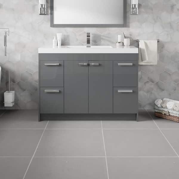 Eviva Lugano 48 in. Single Sink Gray Bath Vanity with White Acrylic Top (Assembled)
