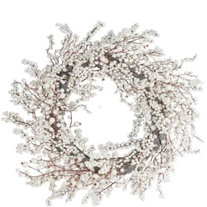 24 in. White Artificial Christmas Wreath