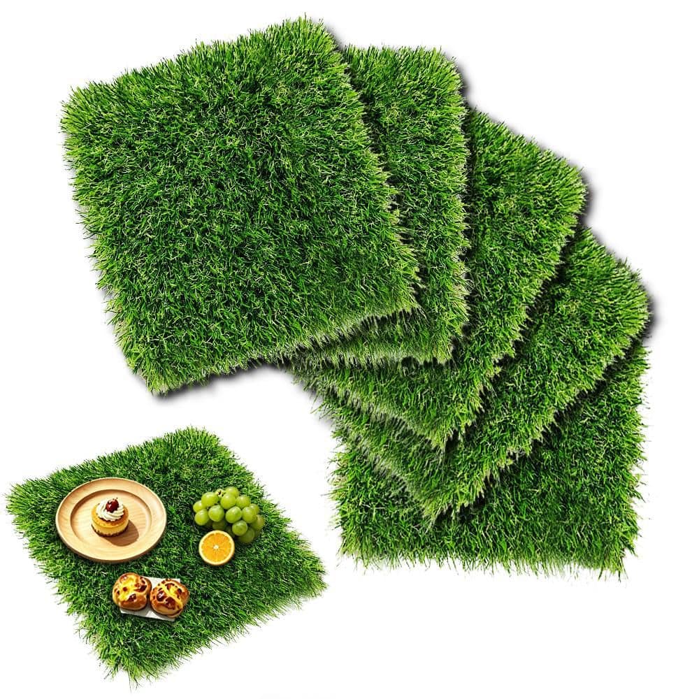 Agfabric 1 ft. x 1 ft. Green Artificial Grass Carpet 1.37 in. Mat