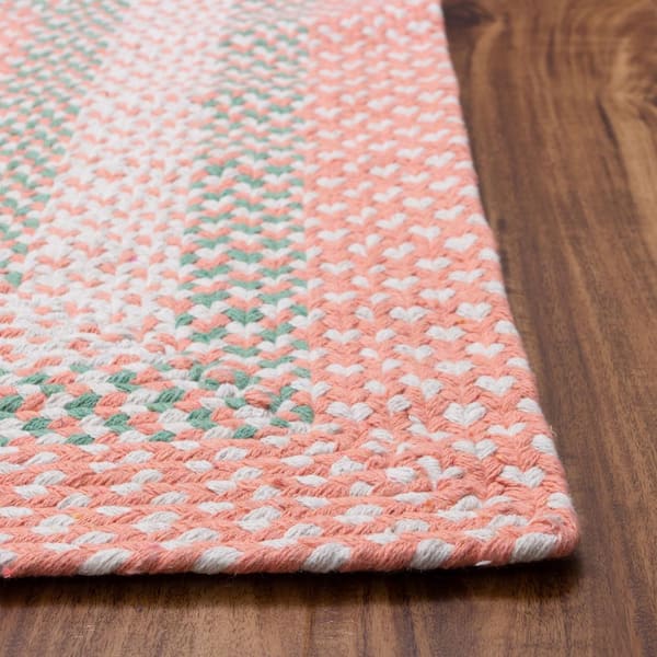 Waterbury Rectangle 4 ft. x 6 ft. Coral and Green Cotton Braided Area Rug