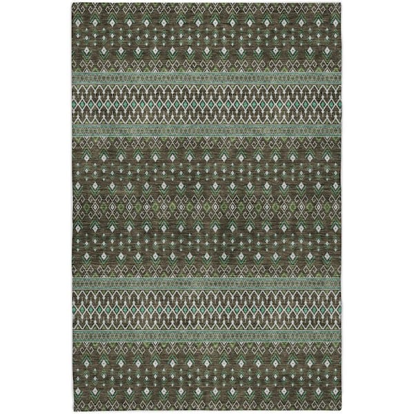 Dream Shag Premium Machine Washable Abstract ADS708 Brown 10 ft. x 14 ft. Area Rug
