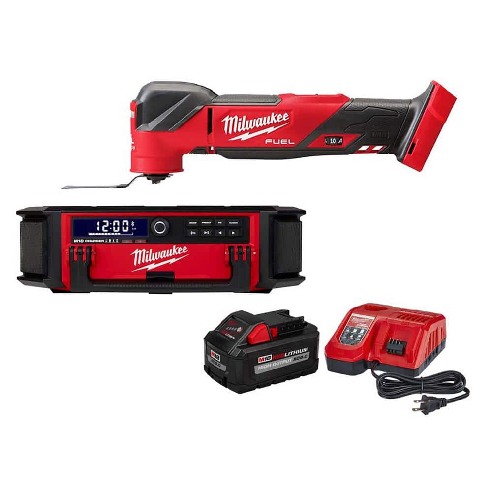 M18 FUEL 18V Lithium-Ion Cordless Brushless Oscillating Multi-Tool with PACKOUT Radio and 8Ah Starter Kit -  Milwaukee, 2836-20-2980