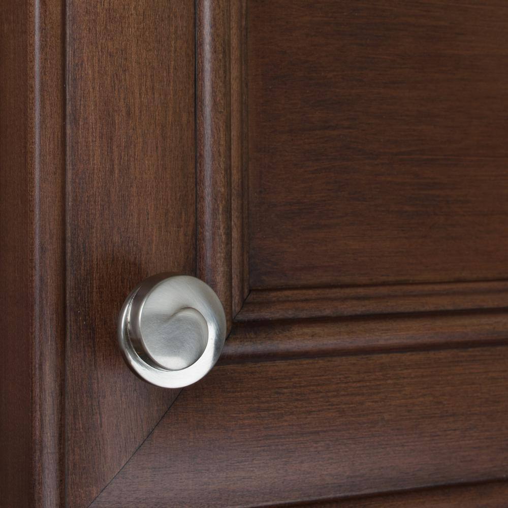 Brushed Nickel Round Cabinet Knob with Mounting Hardware