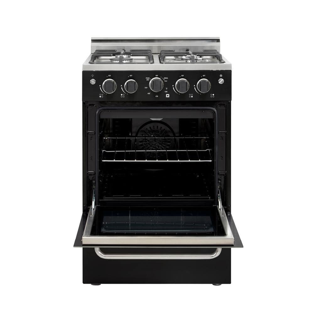 Sleek Modern 24" Black Freestanding Gas Convection Range