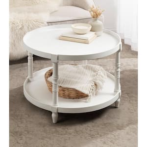 Bellport 28 in. White Round MDF Coffee Table