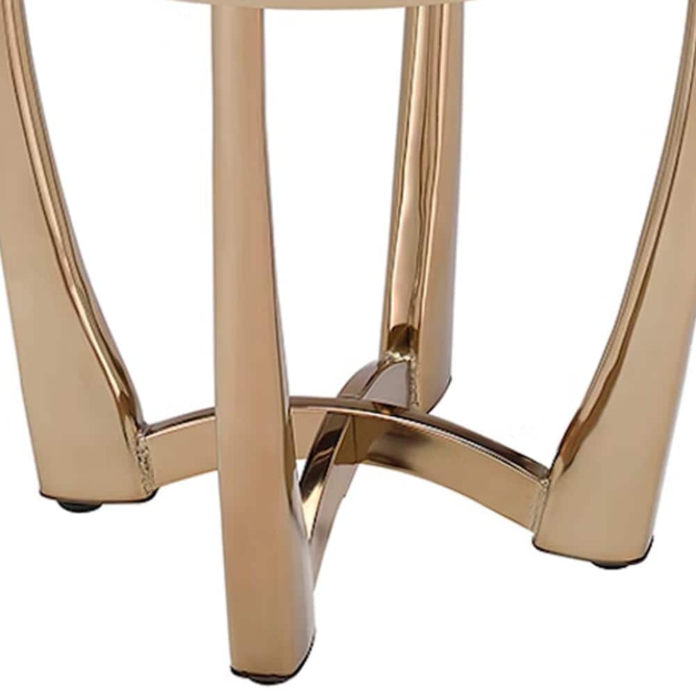 Champagne Metal and Clear Glass Round End Table, 23"