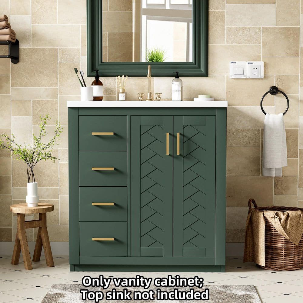 Freestanding 29.5 in. Retro Bath Vanity Cabinet without Top in Green with 3 Drawers, Soft Closing Doors price history on PriceWatchPro