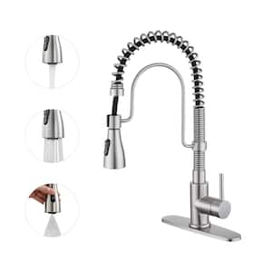 Single-Handle Pull Down Sprayer Kitchen Faucet with Advanced 3 Function Spray in Brushed Nickel