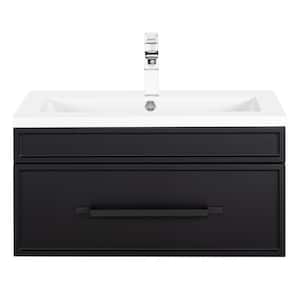 Trough Bala 36 in. W x 15 in. D x 16 in. H Wall-Mounted Rectangle Basin with Vanity Top in Black