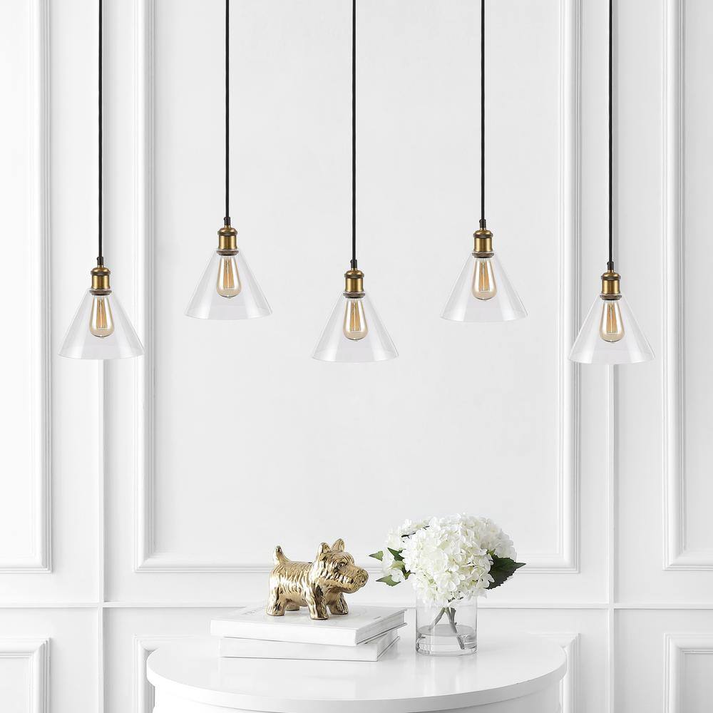 Presta 54'' Black and Clear Glass Industrial Chic Island Pendant with LED