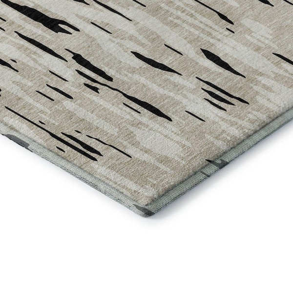 Mayfield Premium Machine Washable Abstract AMF945 Black 9 ft. x 12 ft. Area Rug