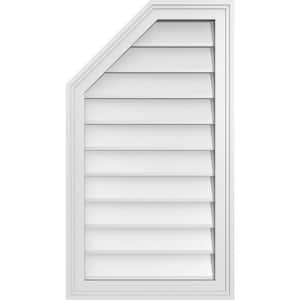 18 in. x 32 in. Octagonal Surface Mount PVC Gable Vent: Decorative with Brickmould Frame