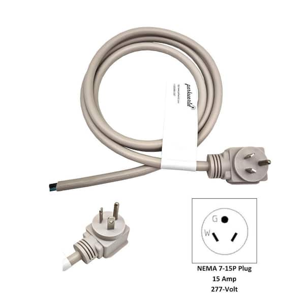 parkworld 5 ft. 14/3 15 Amp, Grey 277-Volt NEMA 7-15P Replacement