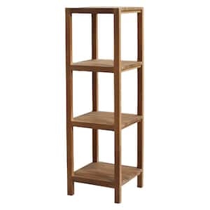 Fiji 15.75 in. W x 15.75 in. D x 50.50 in. H Natural Brown Teak Linen Cabinet with Square Shelf and 4-Tiers