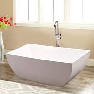 67 in. Acrylic Flatbottom Freestanding Bathtub in White/Polished Chrome