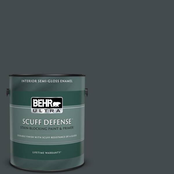 BEHR ULTRA 1 gal. #730F-7 Black Sable Extra Durable Semi-Gloss Enamel Interior Paint & Primer