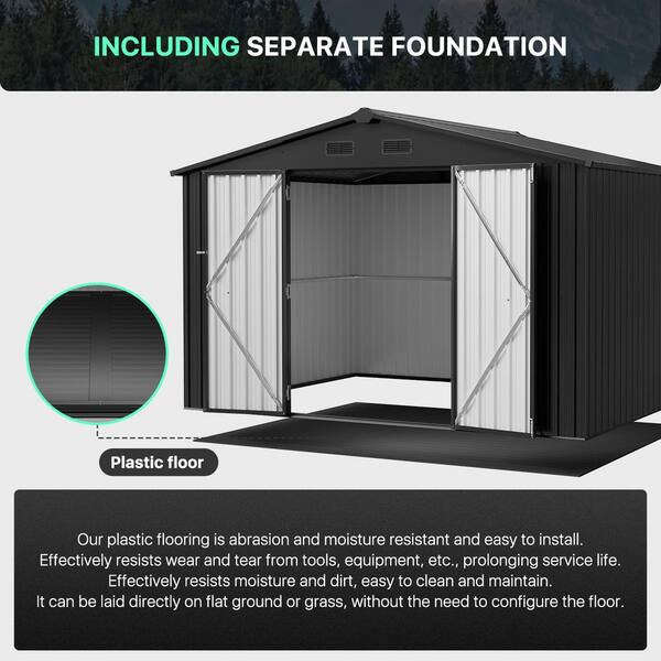 Sizzim 10 ft. W x 10 ft. D Storage Metal Shed with Double