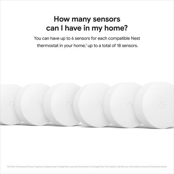 Google - Nest Temperature Sensor - Smart Home Thermostat Sensor