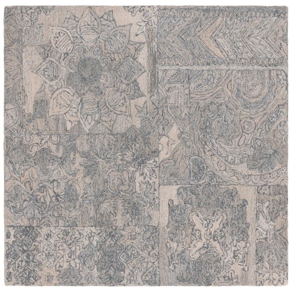 SAFAVIEH Abstract Beige/Gray 6 ft. x 6 ft. Abstract Geometric Square Area Rug