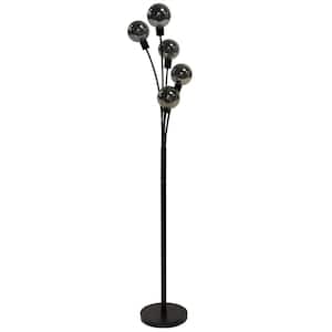 70.5 in. H 5-Light Black Floor Lamp with Glass Shades