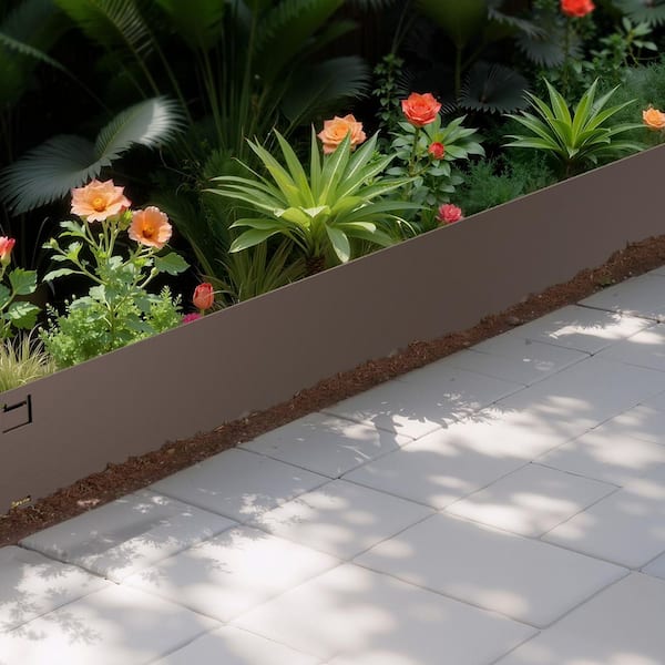 5 Packs 39 x 4 in. Steel Landscape Edging, 0.06in. H, 7.13 in. W, Rust-Resistant, Bendable, Easy Installation, Brown