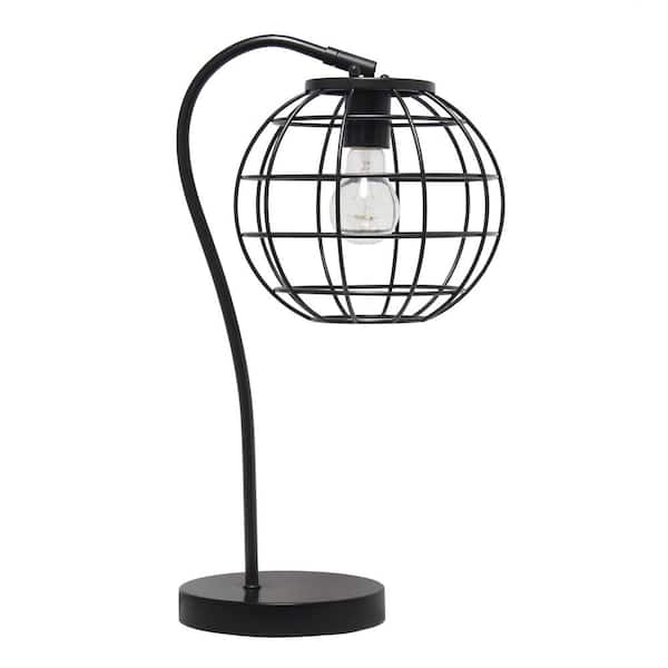 Elegant Designs 20 in. Black Caged In Metal Table Lamp