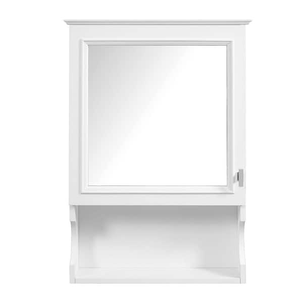 20 in. W x 29 in. H Wall Mounted Rectangular Medicine Cabinet with Mirror in White, Adjustable Shelf, Soft Close