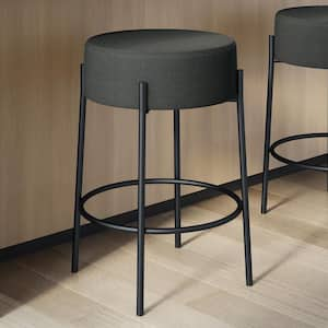 Clovis 26.75 in. Backless Counter Stool Charcoal Grey Polyester / Black Metal