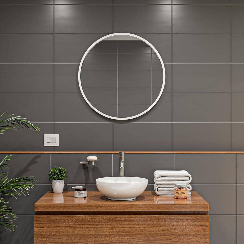White Ceramic 15'' Round Vessel Bathroom Sink