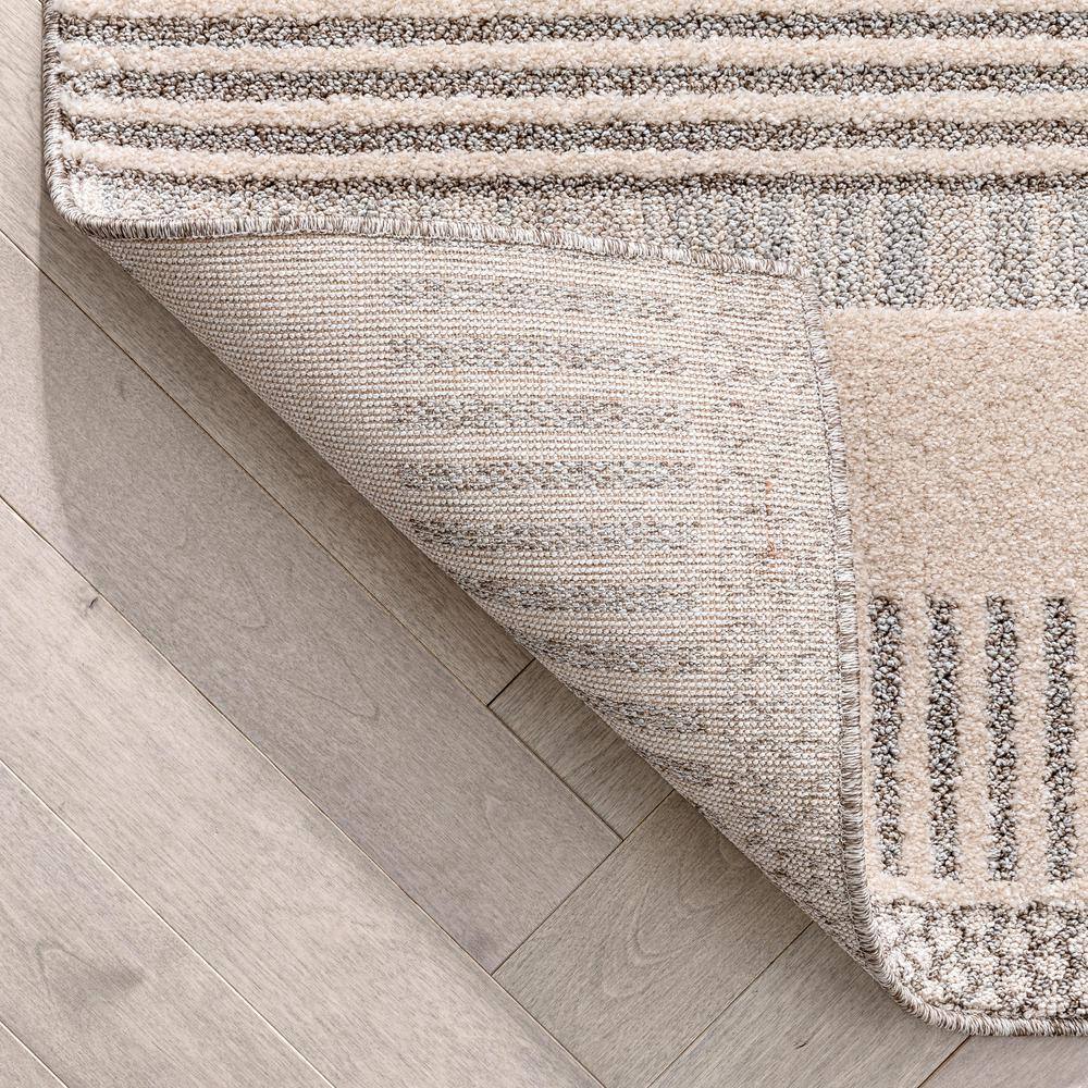 Beige and Gray Synthetic Rectangular Abstract Area Rug