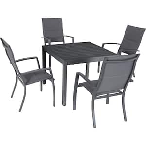 Nova 5-Piece Aluminum Outdoor Dining Set with 4-Padded Sling Chairs and 38 in. Square Dining Table