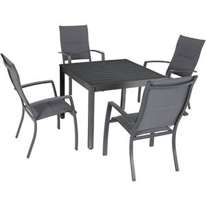 Naples 5-Piece Aluminum Outdoor Dining Set with 4-Padded Sling Chairs and a 38 in. Square Dining Table