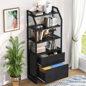 Cacey Black File Cabinet with 4 Storage Shelves and 2 Drawers