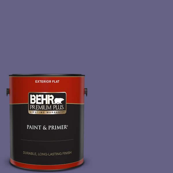 BEHR PREMIUM PLUS 1 gal. #640D-7 Pharaoh Purple Flat Exterior Paint & Primer