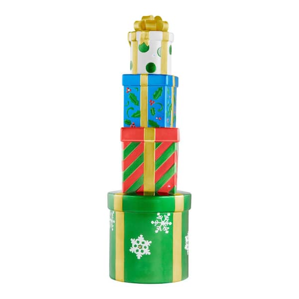 Home Accents Holiday 38 in. LED Pre-Lit Christmas Stack Gift Boxes Standing Decor