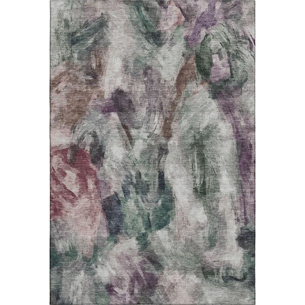 Mayfield Premium Machine Washable Abstract AMF2204 Green 3 ft. x 5 ft. Area Rug