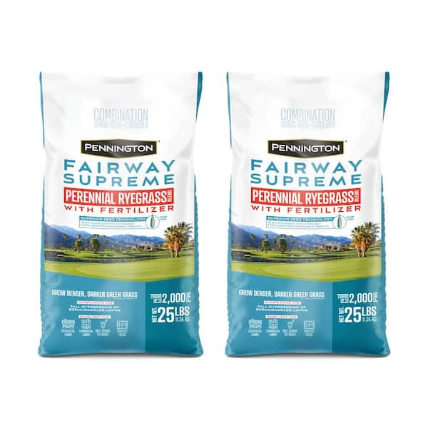 Pennington Fairway Supreme Perennial Ryegrass Blend 25 lb. 2,000 sq. ft. Grass Seed and Lawn Fertilizer (2-Pack)
