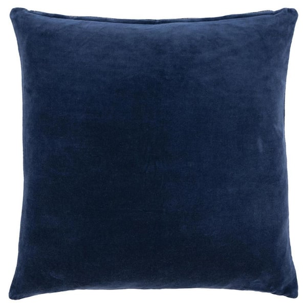 HomeRoots Blue Solid Polyester 22 in. x 22 in. Throw Pillow