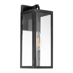 Townsend 60-Watt 1-Light Coarse Black Industrial Wall Sconce with Clear Shade, No Bulb Included