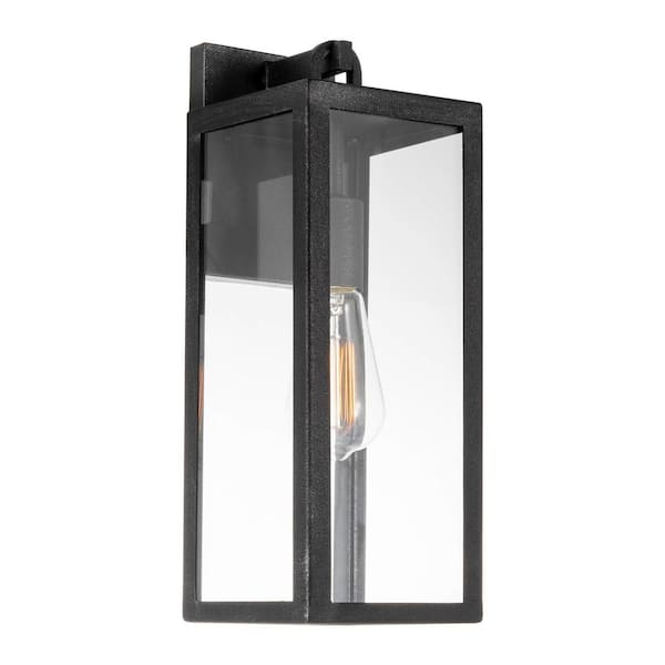 Kira Home Townsend 60-Watt 1-Light Coarse Black Industrial Wall Sconce with Clear Shade, No Bulb Included