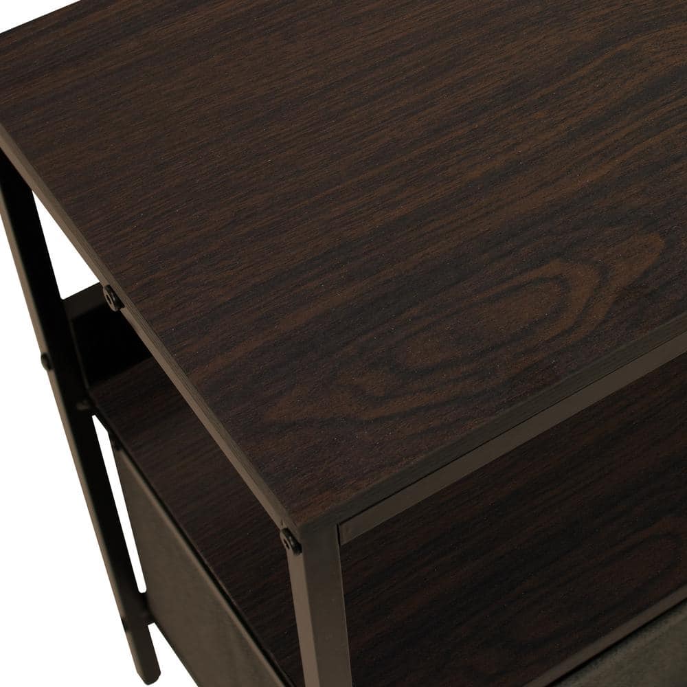 Sorbus 38.75'' Brown TV Stand with Foldable Fabric Drawers
