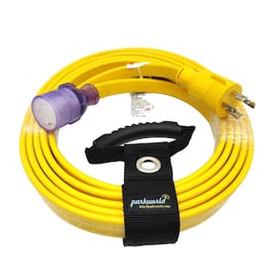 25 ft. 10/4 30 Amp 125/240-Volt Locking L14-30 Generator Extension Cord with Lighted End(L14-30P to L14-30R), Yellow
