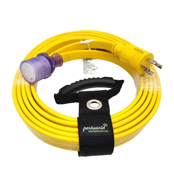 parkworld 25 ft. 10/4 30 Amp 125/240-Volt Locking L14-30 Generator Extension Cord with Lighted End(L14-30P to L14-30R), Yellow