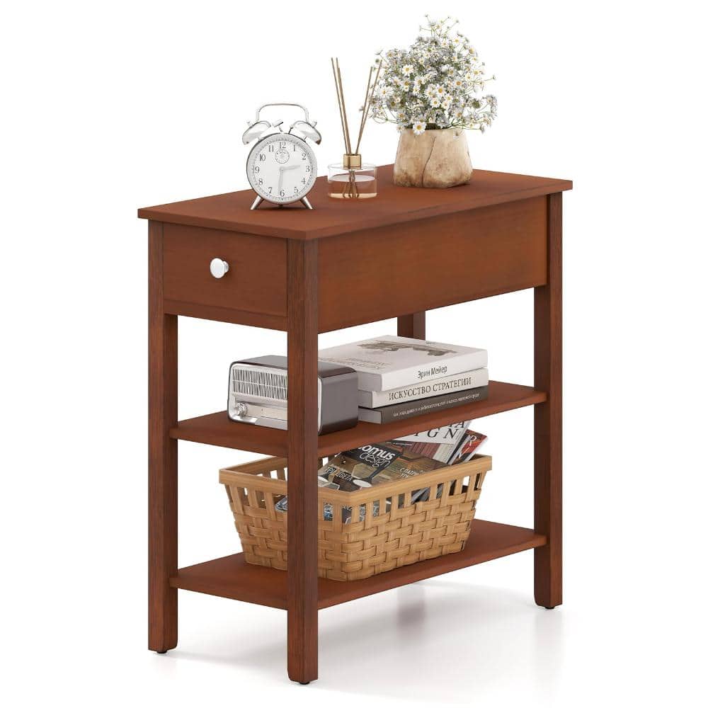 Narrow End Table Set of 2, 3-Tier with Drawer and Shelves, Small Space Nightstands price history on PriceWatchPro