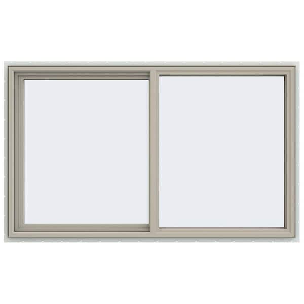 JELD-WEN 59.5 in. x 35.5 in. V-4500 Series Desert Sand Vinyl Left-Handed Sliding Window with Fiberglass Mesh Screen
