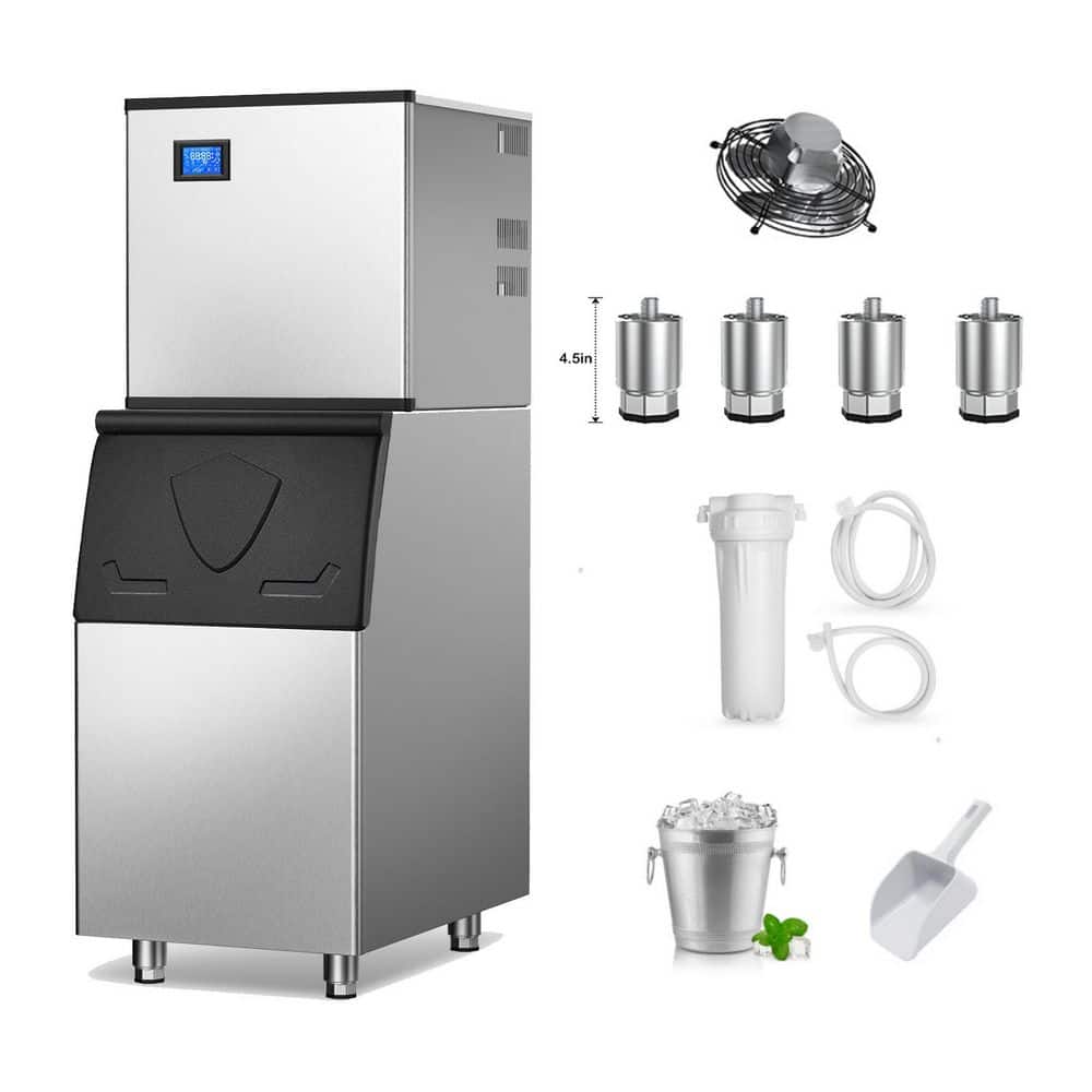 22.3 in. 520 lb./24 H Split Commercial Freestanding Ice Maker 156-Full Size High-Density lce Cube/Cycle 2-Pack in Silver